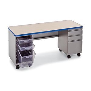 d double pedsital desk 2 / 1-open / box / box / file